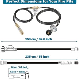 Uniflasy Fire Pit Installation Kit for Propane Connection, Come with 1/2 Key Valve Air Mixer Valve Regulator Hose, Ignition Kit with 2 Outlet and Ground Wire