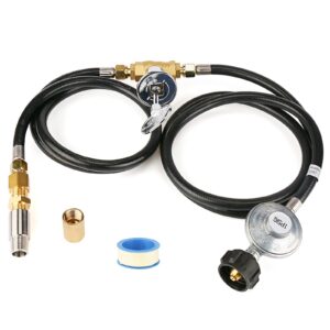 Uniflasy Fire Pit Installation Kit for Propane Connection, Come with 1/2 Key Valve Air Mixer Valve Regulator Hose, Ignition Kit with 2 Outlet and Ground Wire