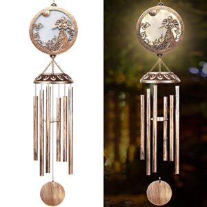 solar wind chimes, solar angel wind chimes for outside-memorial wind chimes- memorial wind chime for garden/patio decor gifts for women, gifts for grandma, gifts for mom (33 inch deep tone)