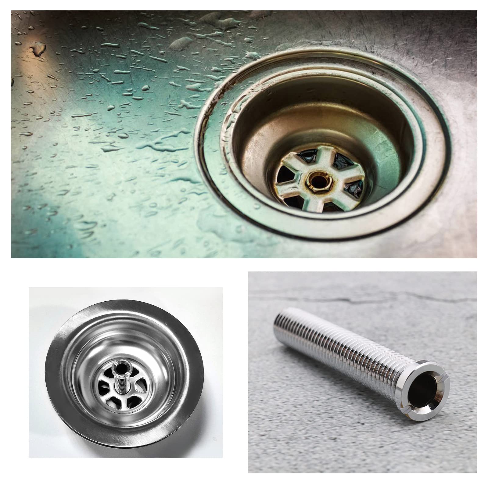 Micro Traders 70mm Ceramic Wash Basin Extended Bolt Screw Kitchen Sink Basket Strainer Plug Screw for Marble Artificial Quartz Stone Wash Basin