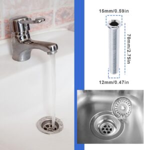 Micro Traders 70mm Ceramic Wash Basin Extended Bolt Screw Kitchen Sink Basket Strainer Plug Screw for Marble Artificial Quartz Stone Wash Basin