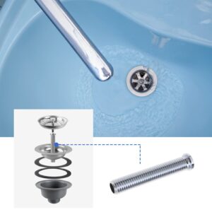 Micro Traders 70mm Ceramic Wash Basin Extended Bolt Screw Kitchen Sink Basket Strainer Plug Screw for Marble Artificial Quartz Stone Wash Basin