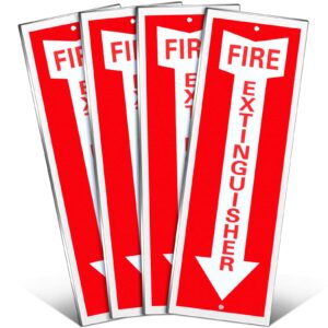 tondiamo 4 pack fire extinguisher sign fire sign rust free aluminum reflective signs 4 x12 inch laminated for ultimate uv, weather, scratch, water and fade resistance, indoor outdoor (regular style)