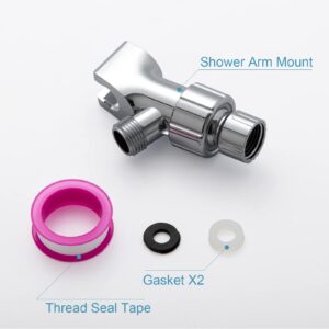 OFFO Shower Head Holder for Handheld Shower Head, Adjustable Shower Arm Mount for Connecting Shower Arm and Shower Hose, 1/2 Inch IPS Female Inlet and Male Outlet, Chrome Finish