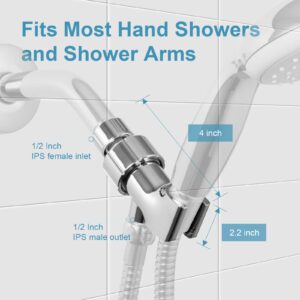 OFFO Shower Head Holder for Handheld Shower Head, Adjustable Shower Arm Mount for Connecting Shower Arm and Shower Hose, 1/2 Inch IPS Female Inlet and Male Outlet, Chrome Finish