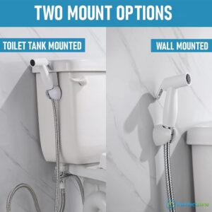 Purrfectzone Bundle of Two Complete Bidet Kits - White Bidet and Stainless Steel Bidet Sprayer for Toilet Sets, Two Kits Bundle