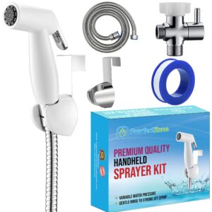 Purrfectzone Bundle of Two Complete Bidet Kits - White Bidet and Stainless Steel Bidet Sprayer for Toilet Sets, Two Kits Bundle