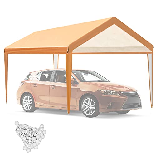 MARVOWARE 10x20 Car Canopy Replacement Carport Tarp Cover with Fabric Pole Skirts Ball Bungees for Tent Top Garage Boat Shelter(Only Tarp Cover) Carpas para Carros(Sólo Hule)