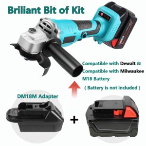 Cordless Angle Grinder, 18V variable speed metal grinders w/DM18M Battery Adapter，10000RPM Brushless Motor, 3/8 arbor, 110V 4-inch high power(Battery not include)