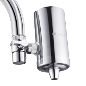 faucet water filter kitchen tap water purifier stainless steel faucet mount water filtration system remove chlorine, odor, sediment, improve taste (1 filter element included)