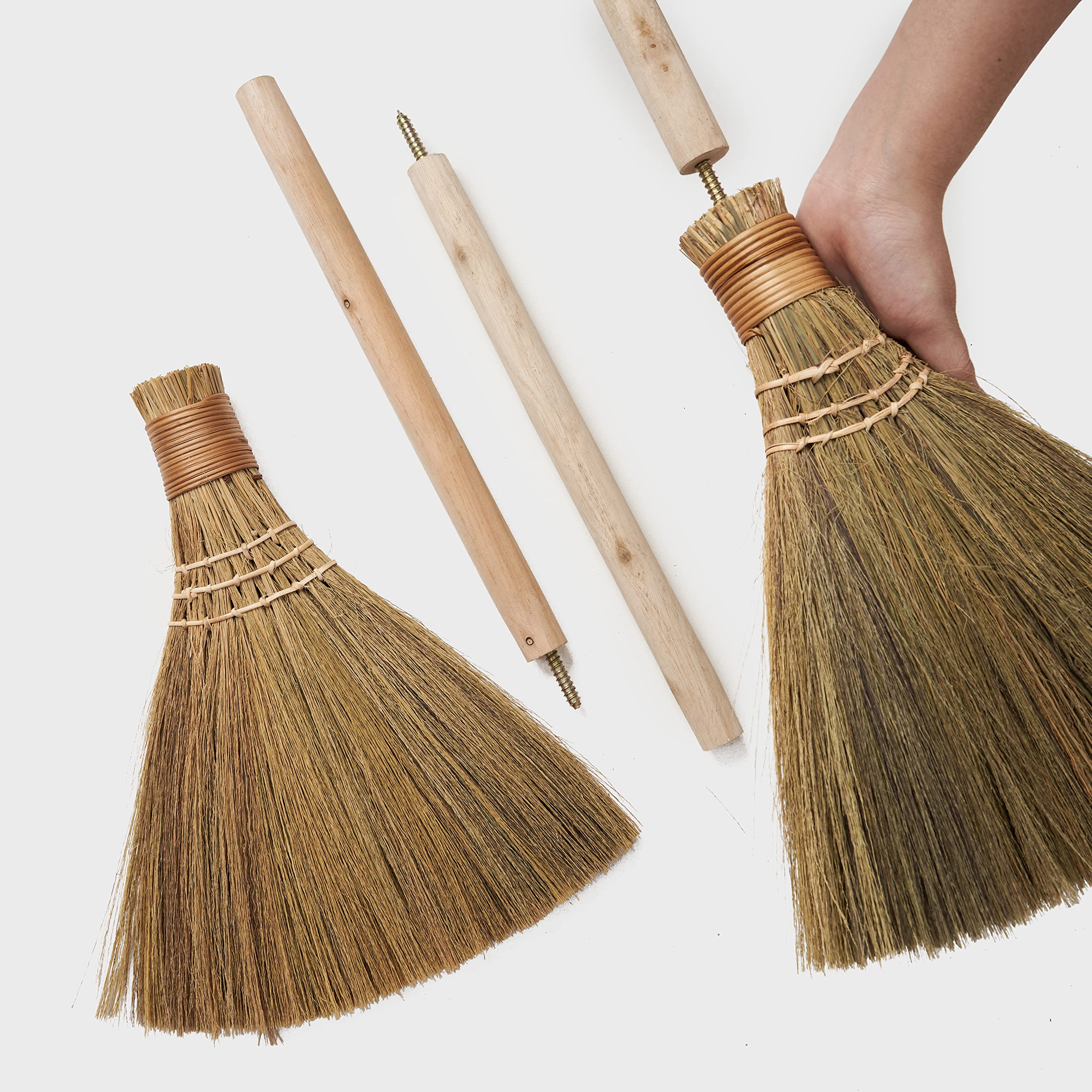 TTS For Home Handmade Whisk Sweeping Broom - Vietnamese Straw Soft Broom for Indoor or Outdoor Sweeping - Broom Decorative 11.81" Width,39" Length