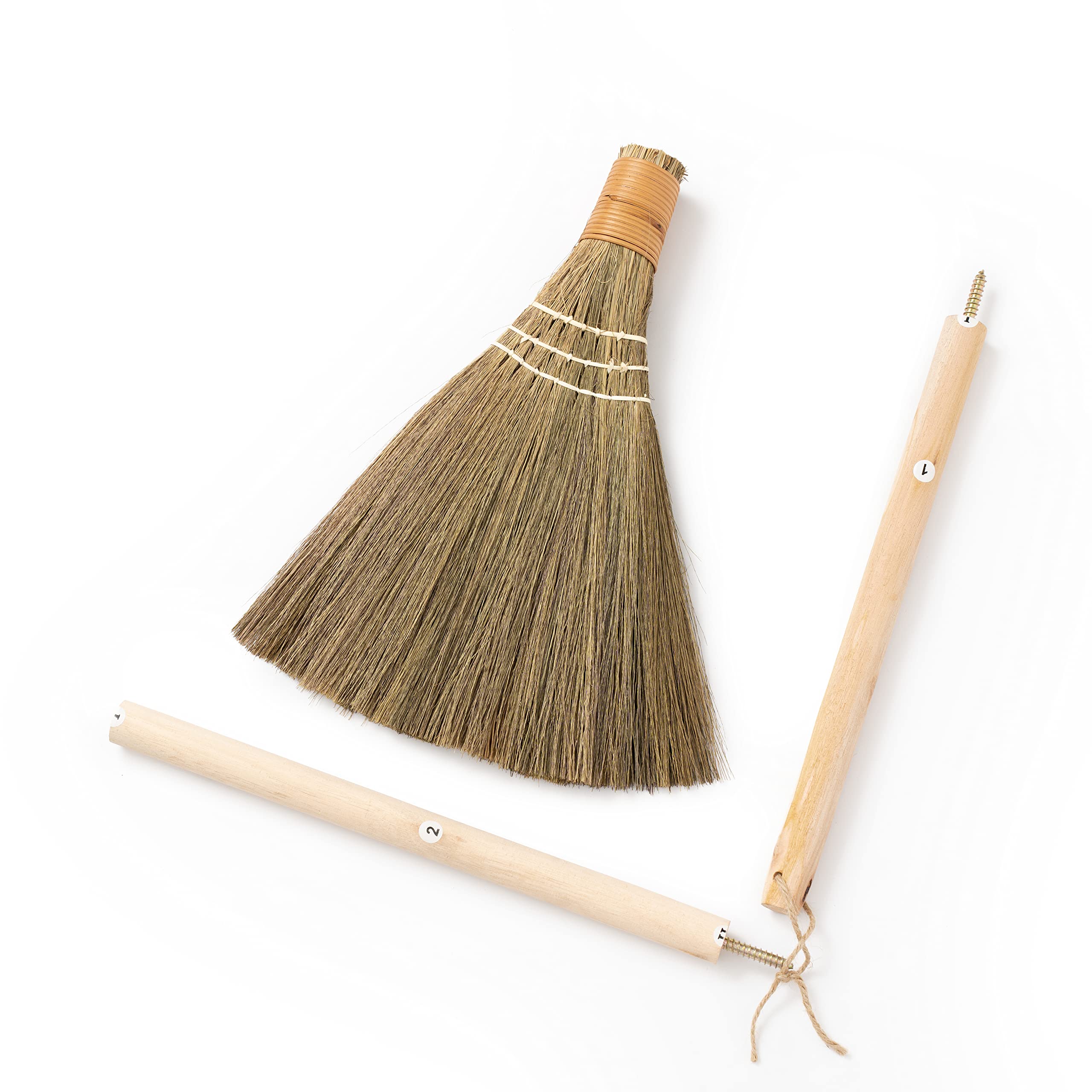 TTS For Home Handmade Whisk Sweeping Broom - Vietnamese Straw Soft Broom for Indoor or Outdoor Sweeping - Broom Decorative 11.81" Width,39" Length