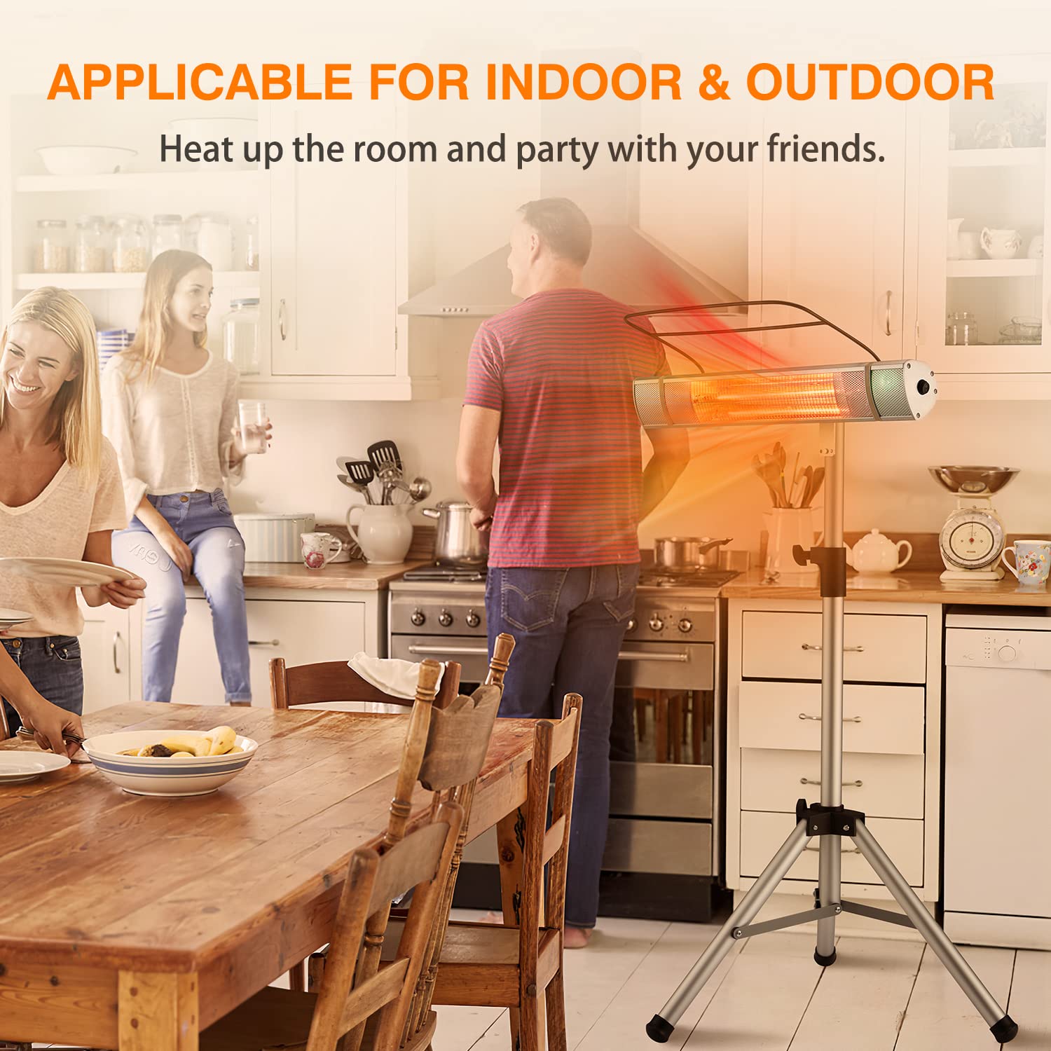 YOLENY 1500W Infrared Patio Heater Adjustable Tripod, Electric Patio Heater with Remote Control, Indoor & Outdoor Heater, Mount to Ceiling&Wall, for Porch, Balcony, Garage, Backyard