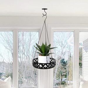 ARTORA Metal Plant Hanger, Modern Plant Hanging Basket Decorative Black Plant Pot Holder Flower Planter Hanging Chain with Ceiling Hook for Balcony Porch Indoor or Outdoor Home Decor (Black)