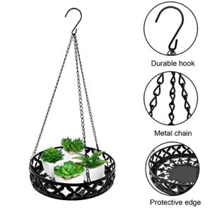 ARTORA Metal Plant Hanger, Modern Plant Hanging Basket Decorative Black Plant Pot Holder Flower Planter Hanging Chain with Ceiling Hook for Balcony Porch Indoor or Outdoor Home Decor (Black)