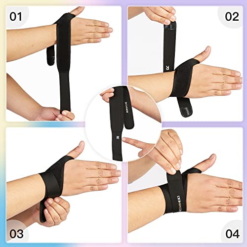 Domaste Ultra Thin Wrist Brace - Sport Slim Carpal Tunnel Support for Men and Women, Adjustable, Lightweight, Breathable and Skin Friendly (Left+Right, Black)