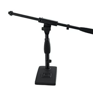 Gator Frameworks Short Weighted Base Microphone Boom Arm Stand with Clamp-On Single Layer Pop Filter (GFW-MIC0821-POP), Black