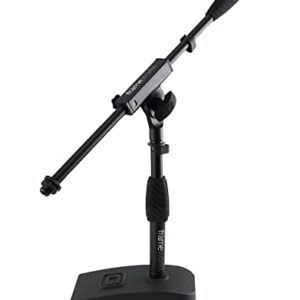 Gator Frameworks Short Weighted Base Microphone Boom Arm Stand with Clamp-On Single Layer Pop Filter (GFW-MIC0821-POP), Black