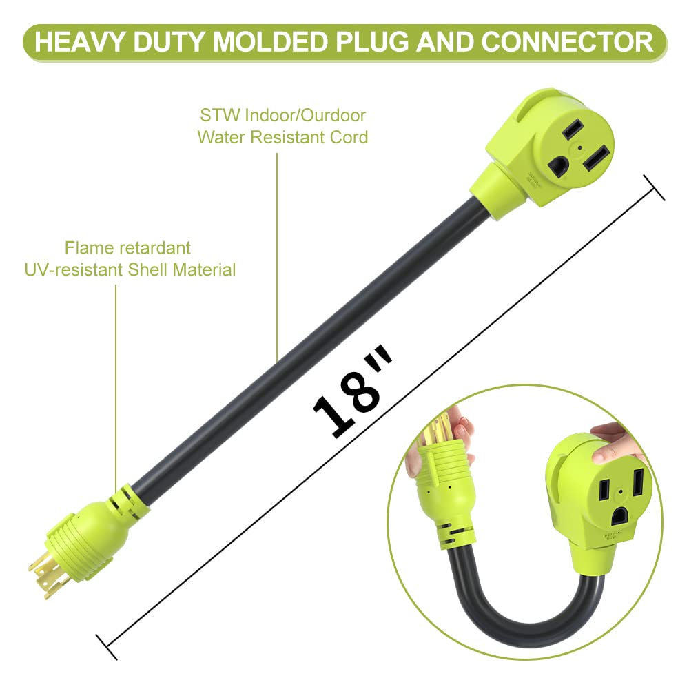 AOWEITOUR Generator Welder Adapter,NEMA L14-30P Male Plug to 6-50R Female Socket,4 Prong Generator to Welder Adapter Plug Power Cord,STW 10 AWG(1.5FT)