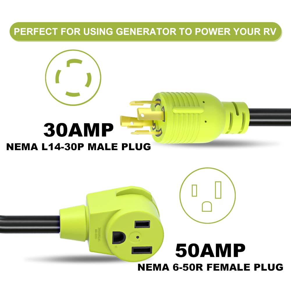 AOWEITOUR Generator Welder Adapter,NEMA L14-30P Male Plug to 6-50R Female Socket,4 Prong Generator to Welder Adapter Plug Power Cord,STW 10 AWG(1.5FT)