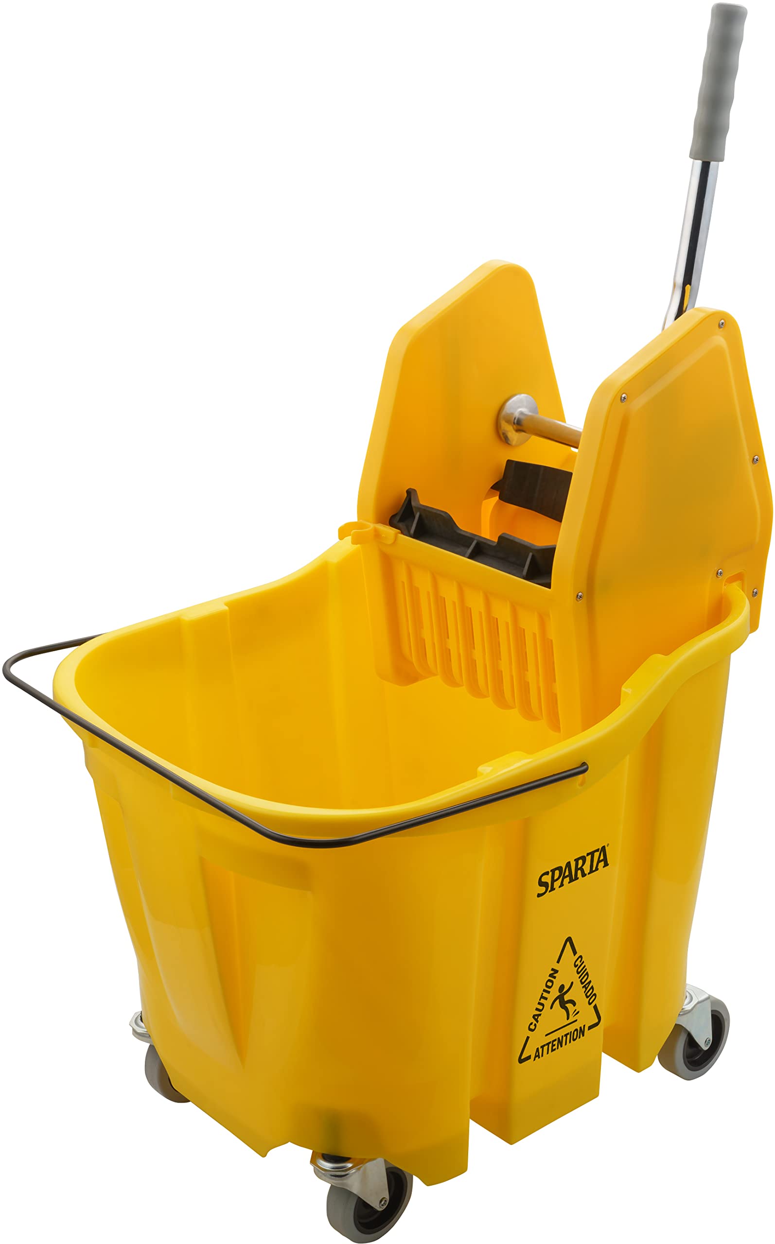 SPARTA OmniFit Mop Bucket with Down Press Wringer, Plastic, 35 Quarts, Yellow