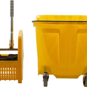 SPARTA OmniFit Mop Bucket with Down Press Wringer, Plastic, 35 Quarts, Yellow