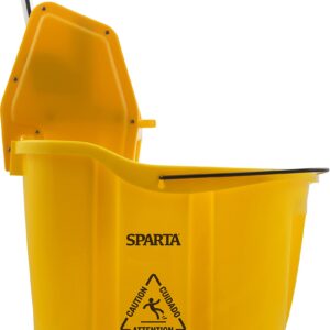 SPARTA OmniFit Mop Bucket with Down Press Wringer, Plastic, 35 Quarts, Yellow