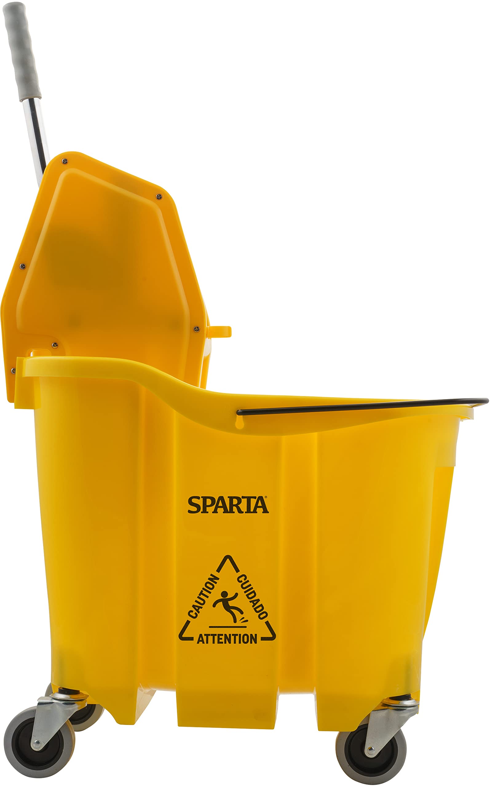 SPARTA OmniFit Mop Bucket with Down Press Wringer, Plastic, 35 Quarts, Yellow