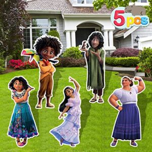 encanto birthday party supplies, 5pcs yard signs with stakes, outdoor lawn party decor, encanto party decorations for magical family theme