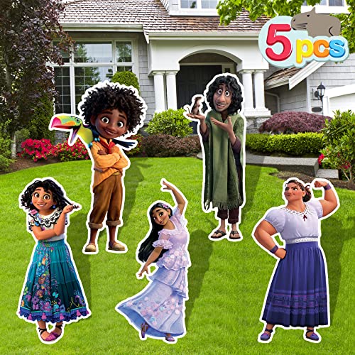 Encanto Birthday Party Supplies, 5PCS Yard Signs with Stakes, Outdoor Lawn Party Decor, Encanto Party Decorations for Magical Family Theme