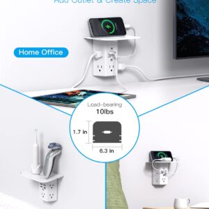 Multi Plug Outlets, Wall Outlet Extender with Night Light and Outlet Shelf, Surge Protector 4 USB Ports(1 USB C), USB Wall Charger Power Strip Electric Outlet Splitter for Home Office