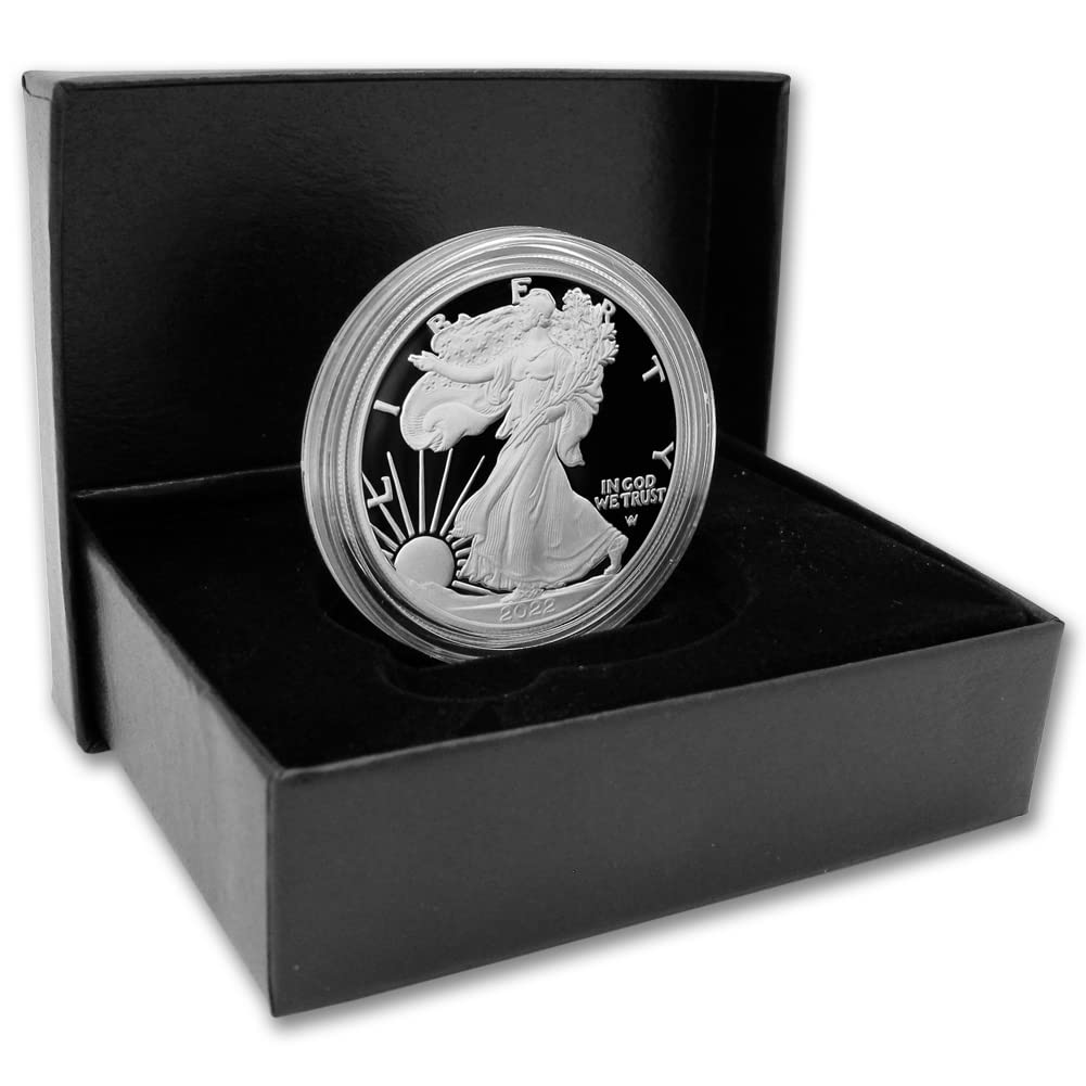 2022 W 1 oz Proof American Silver Eagle Coin (PF - in Capsule) with Certificate of Authenticity and Original United States Mint Box $1 Seller Mint State