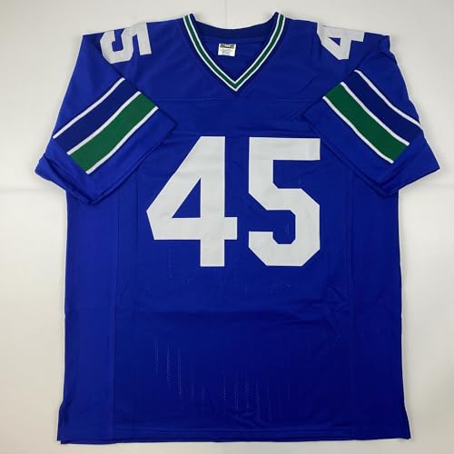 Autographed/Signed Kenny Easley HOF 17 Seattle Blue Football Jersey JSA COA