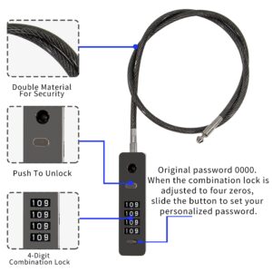 Zolunu Combination Lock Cable Security Steel Cable Luggage Lock Weatherproof with Resettable Code, Braided Steel Coated Anti-Theft Cable Lock