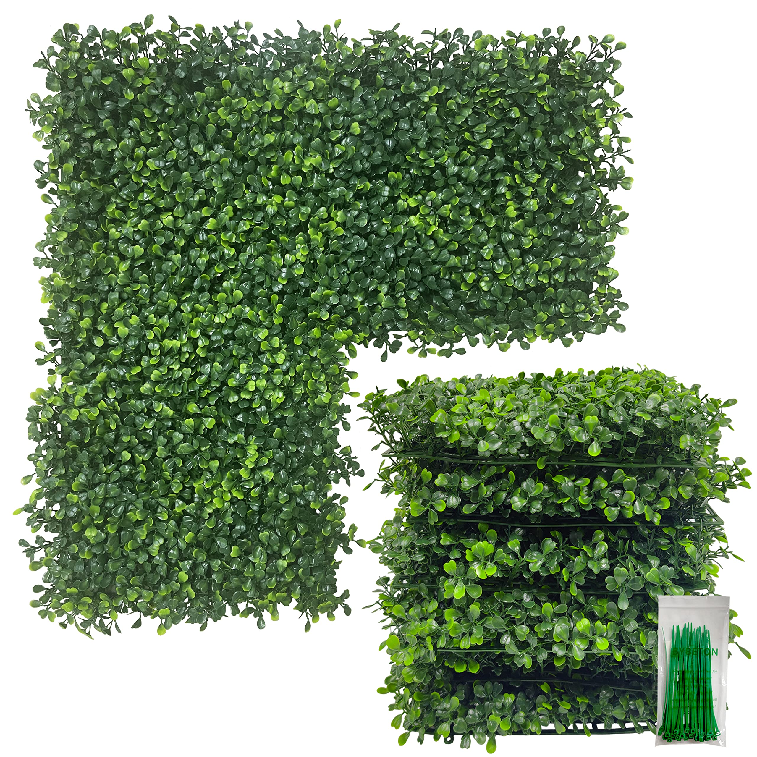 Bybeton Artificial Grass Backdrop Wall,10"x 10"(16Pcs) UV-Anti Boxwood Hedge Topiary Wall Panels for Indoor Outdoor Privacy Protected and Garden,Balcony,Privacy Fence Screen décor