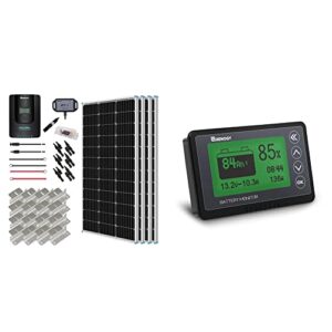 renogy 400 watt 12 volt premium solar panel kit + renogy 500a battery monitor