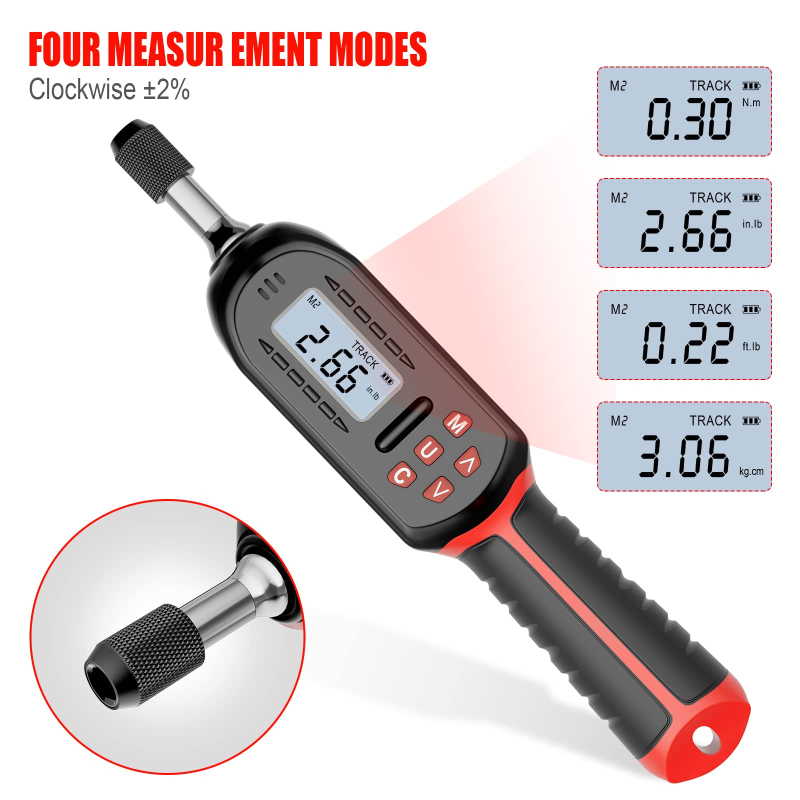 VANPO Digital Torque Screwdriver 2.66-53.1 in-lbs/0.3-6 Nm, Adjustable Screwdriver Torque Wrench Set with Buzzer/LED Indicator Notification for Bike Repairing, Tools, Maintenance and Mounting