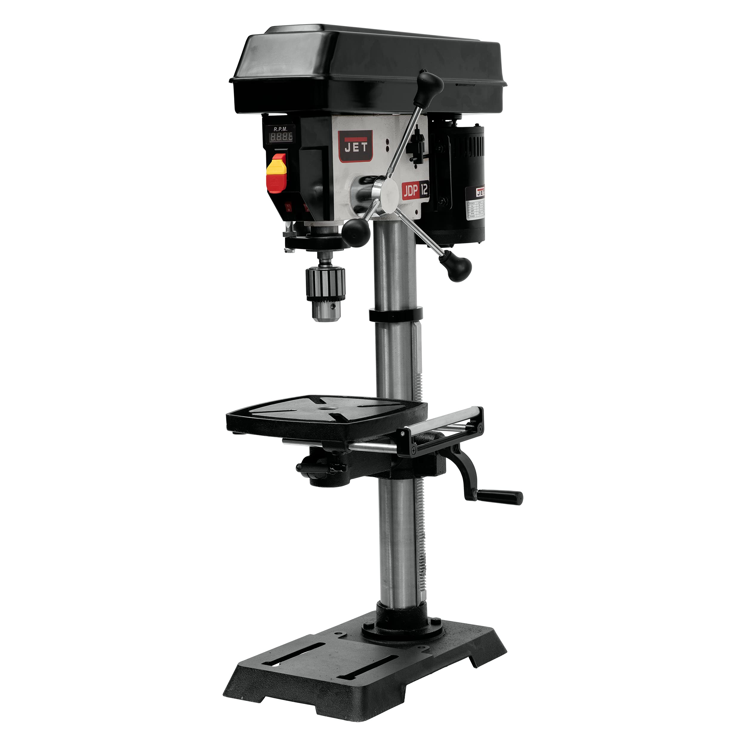 JET JWDP-12, 12-Inch Benchtop Drill Press (716000) and Wilton LP4 Low Profile Drill Press Vise, 4" Jaw Width (11744)