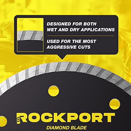 ROCKPORT Turbo 4 1/2 Diamond Blade for Angle Grinder Set - (3 Pack) Diamond Saw Blade & Grinder Blade for Dry/Wet Tile, Diamond Cutting Wheel for Stone, Granite, Concrete, 5/8" - 7/8" Arbor Tile Blade