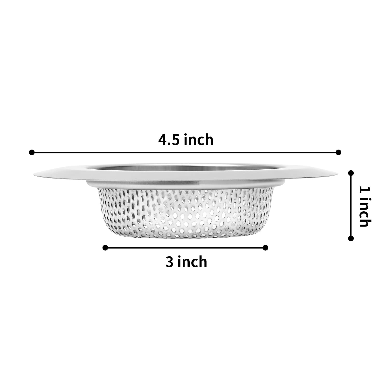 Ohtomber 4 Pack Sink Strainer - Stainless Steel Kitchen Sink Strainers for Kitchen Sink with Large Wide Rim 4.5" Diameter, Sink Food Catcher Drain Strainer Cover for Most Kitchen Sink Drain