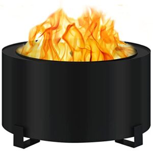 vevor stove bonfire, carbon steel smokeless fire pit, 23.6-inch diameter stove bonfire fire pit, double wall design smokeless fire bowl, portable wood burning fire pit for outdoor picnic camping black