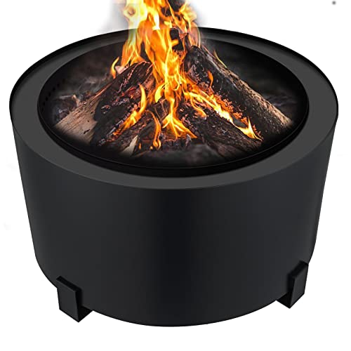 VEVOR Stove Bonfire, Carbon Steel Smokeless Fire Pit, 23.6-inch Diameter Stove Bonfire Fire Pit, Double Wall Design Smokeless Fire Bowl, Portable Wood Burning Fire Pit for Outdoor Picnic Camping Black