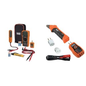 digital multimeter electrical test kit, non-contact voltage tester & 80016 circuit breaker finder tool kit with accessories, 2-piece set, includes cat. no. et310 and cat. no. 69411