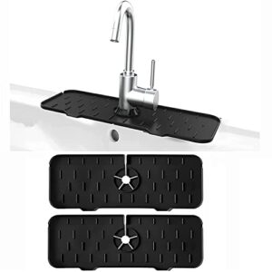 sink splash guard for kitchen, rv accessories, silicone faucet handle drip catcher tray, faucet water catcher mat for bathroom, kitchen accessories, black, 2pcs