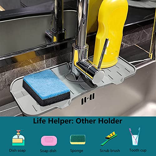 Sink Splash Guard for Kitchen, RV Accessories, Silicone Faucet Handle Drip Catcher Tray, Faucet Water Catcher Mat for Bathroom, Kitchen Accessories, black, 2pcs