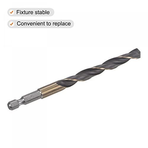 uxcell High Speed Steel Hex Shank Twist Drill Bit, 8.5mm Drilling Dia with 1/4 Inch Hex Shank 117mm Length