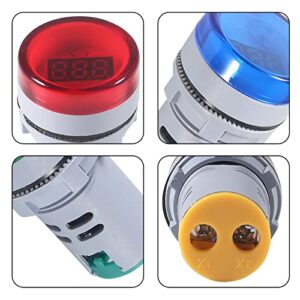 DWEII 4PCS Digital DC Voltmeter LED Display Voltage Voltmeter AC 20-500V Voltage Meter Monitor 110v 220v Volt Detetor Indicator Round Lamp Tester (2 Red and 2 Green)