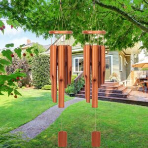 2 pieces bamboo wind chimes outdoor 30 inches wooden wind chimes classic zen rustic wind chimes deep tone for patio garden home outdoor decor
