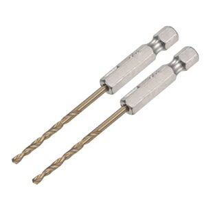 uxcell 2 pcs high speed steel hex shank twist drill bit, 2.5mm drilling dia with 1/4 inch hex shank 75mm length