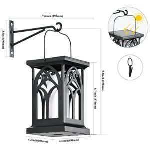 Tewei Solar Wall Lantern Outdoor Hanging Solar Lights, Flickering Flame Waterproof Solar Wall Sconce 3-Lighting Mode, Hanging Solar Lamps Patio Light Fixture for Fence Porch and Yard, 2 Pack